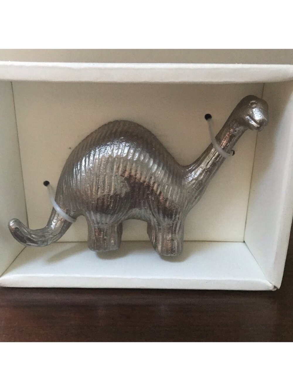 Pottery Barn Kids Dino Hook Silver Tone Metal Dinosaur Wall Mount Kitsch PBK